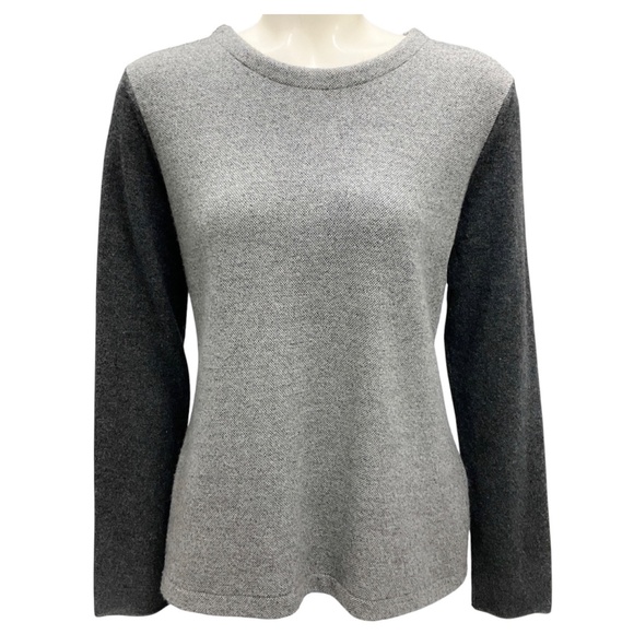 FABIANA FILIPPI GREY MONILI BEAD EMBELLISHED TWO TONE CASHMERE KNIT PULLOVER SWE - Picture 1 of 7